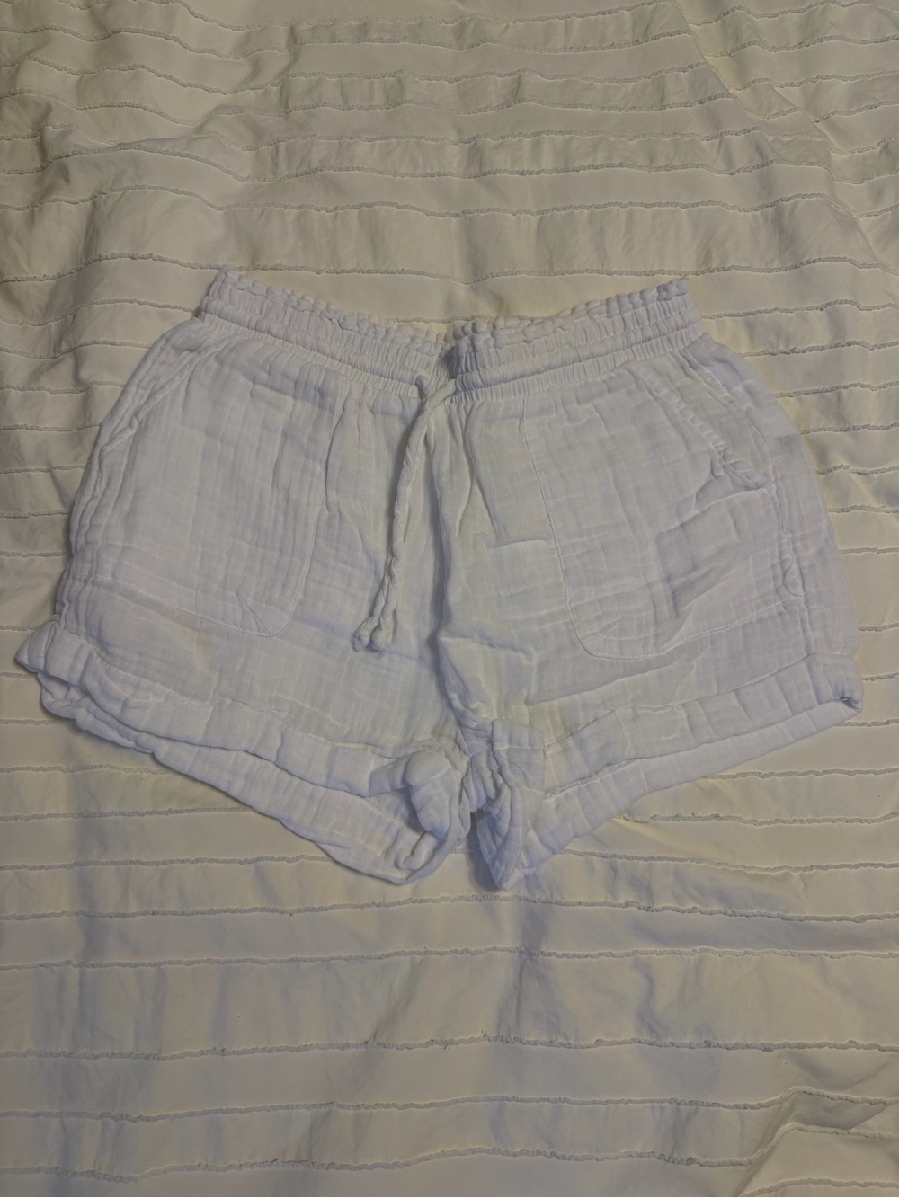 Aeropostale White Cotton-Blend Drawstring Athletic Shorts